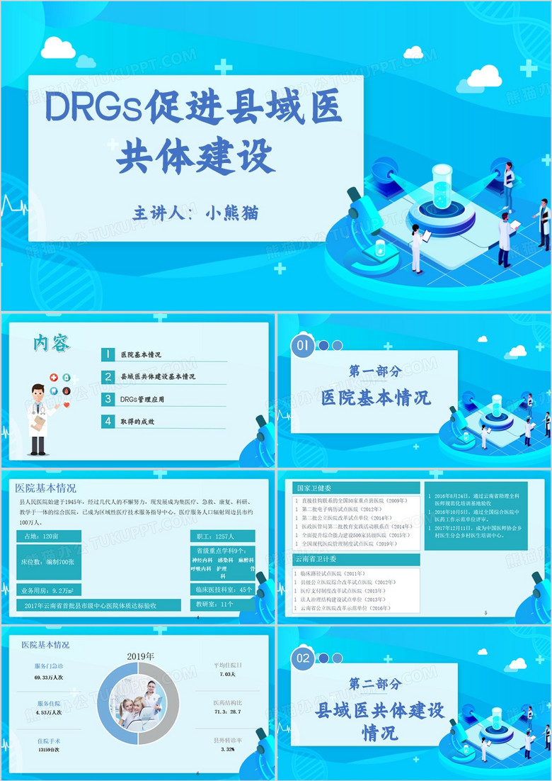 蓝色DRGs促进县域医共体建设PPT模板