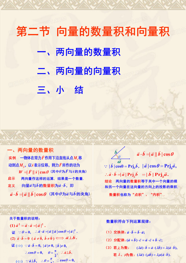 向量的数量积和向量积