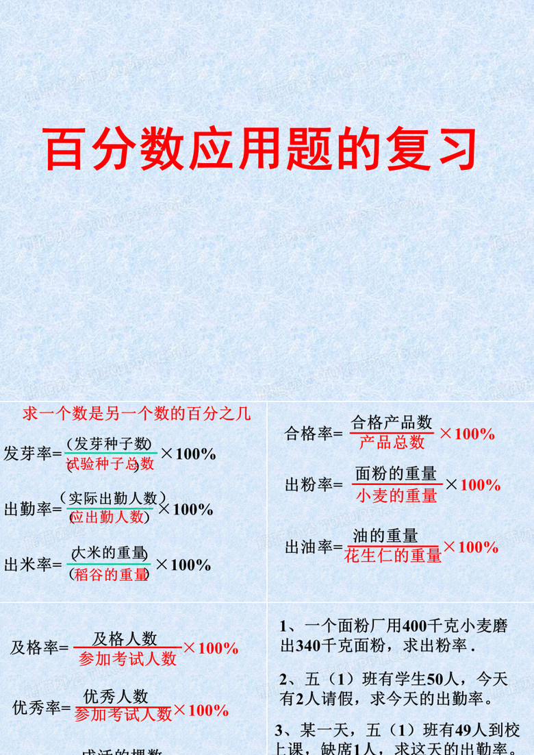 百分数应用题的复习