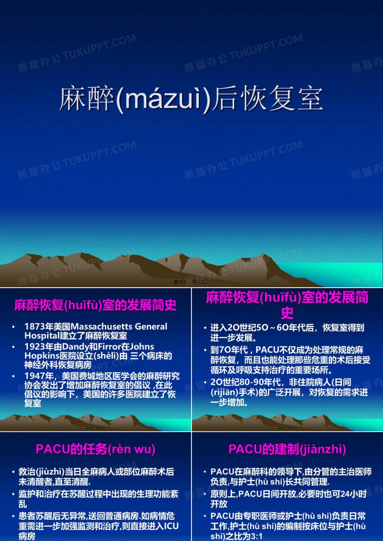 麻醉后恢复室PPT