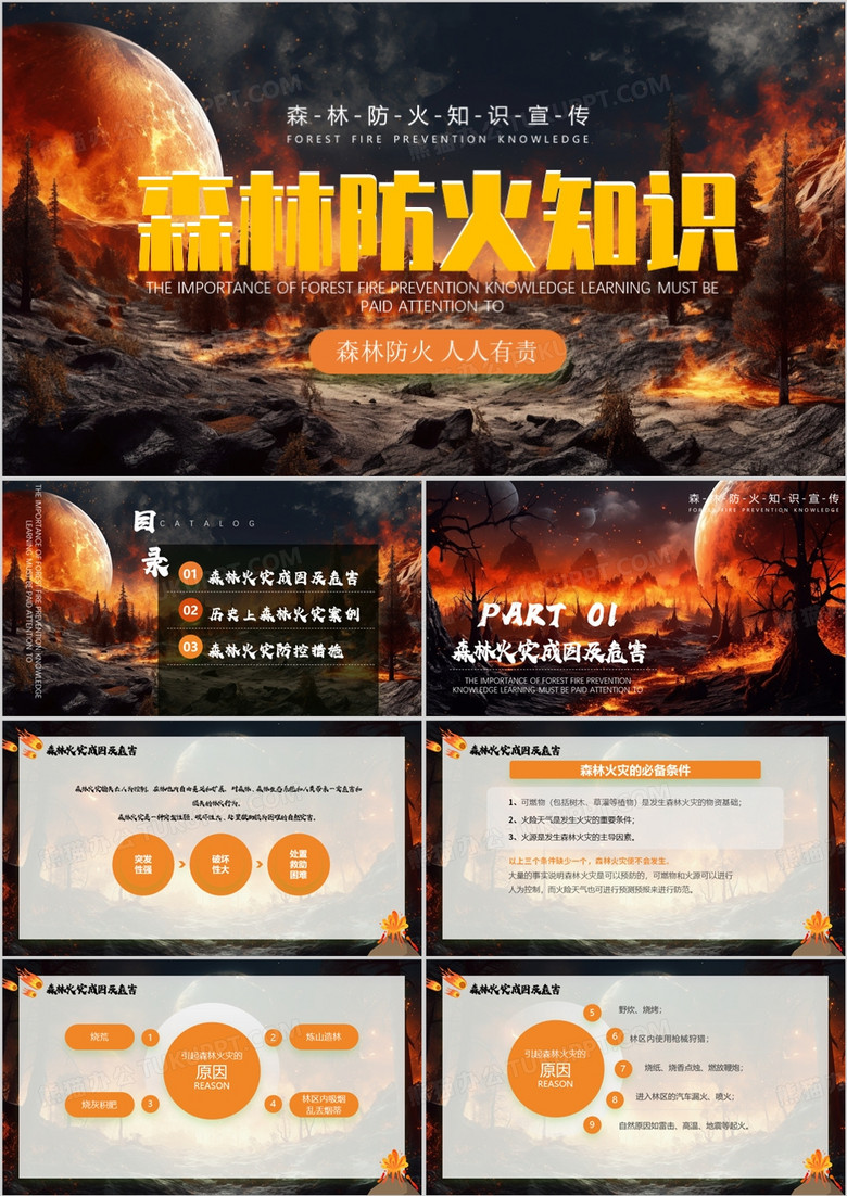 森林草原防火专题教育PPT模板 森林草原防火专题教育PPT模板
