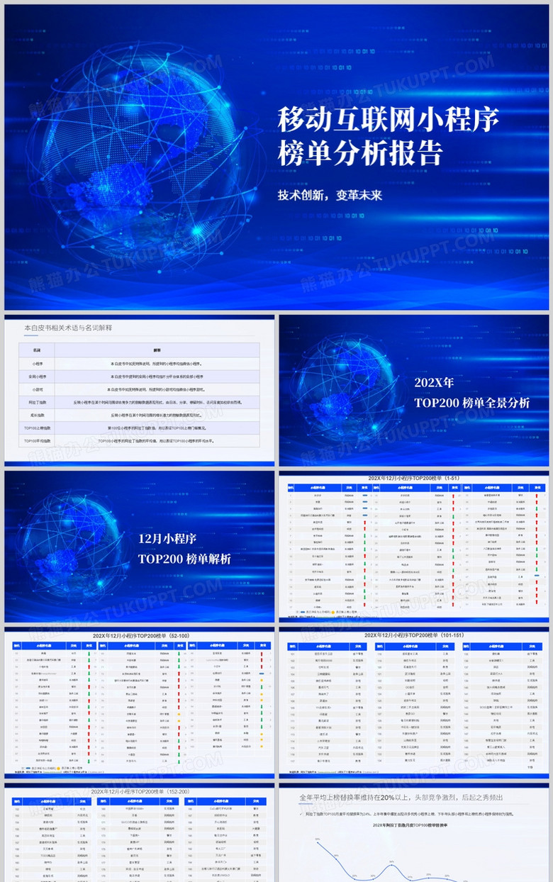 移动互联网小程序榜单分析报告PPT模板