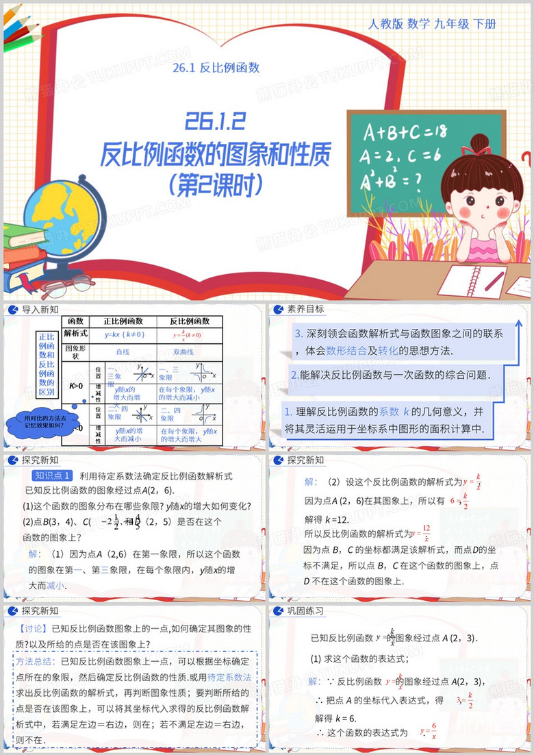 反比例函数的图象和性质PPT模板
