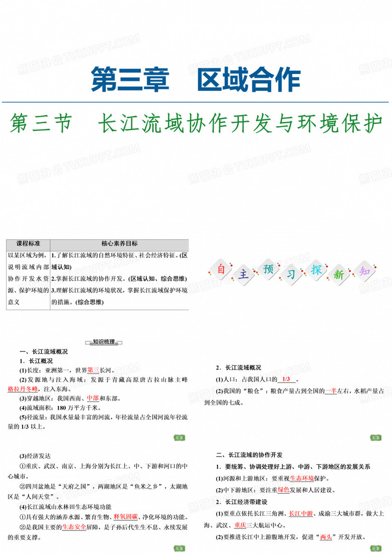 湘教版地理选择性必修2课件第3章第3节长江流域协作开发与环境保护