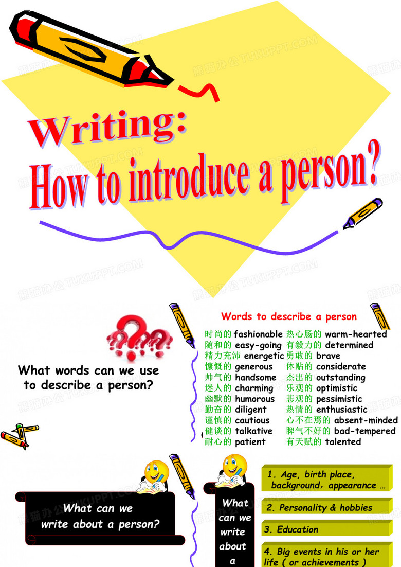 英语人物写作--写作课公开课课件