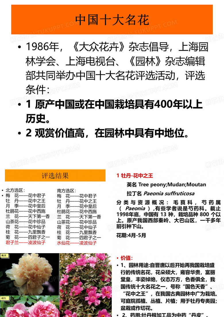 中国十大名花(上课用)精品PPT课件
