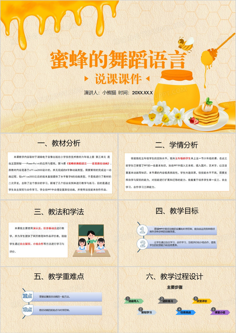 蜜蜂的舞蹈语言说课PPT模板