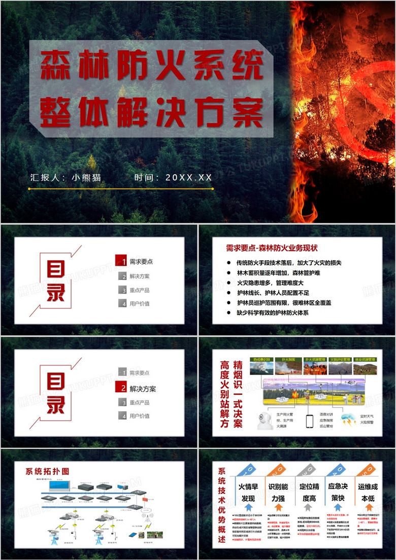 森林防火系統(tǒng)整體解決方案PPT模板