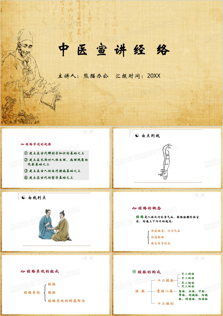 中医宣讲经络PPT模板