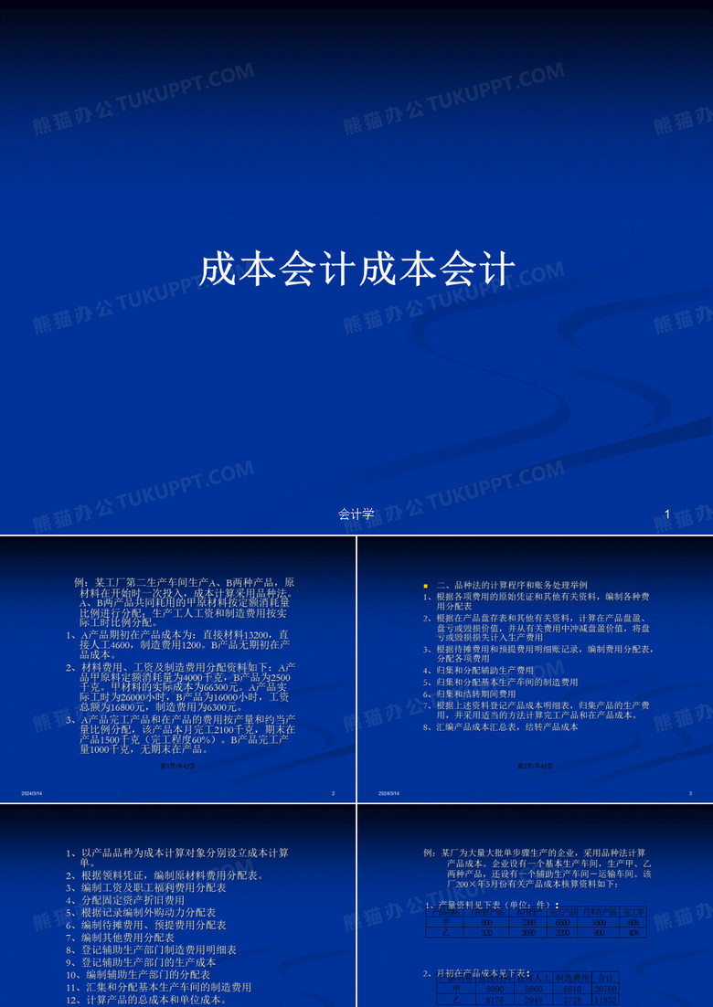 成本会计成本会计PPT教案学习