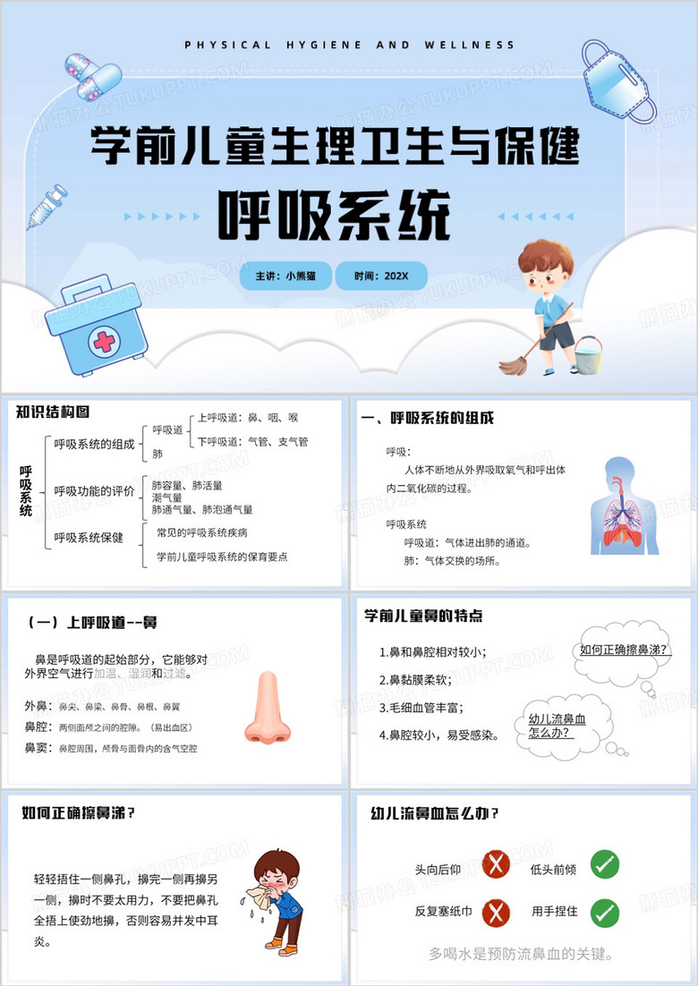 学前儿童生理卫生与保健呼吸系统PPT模板