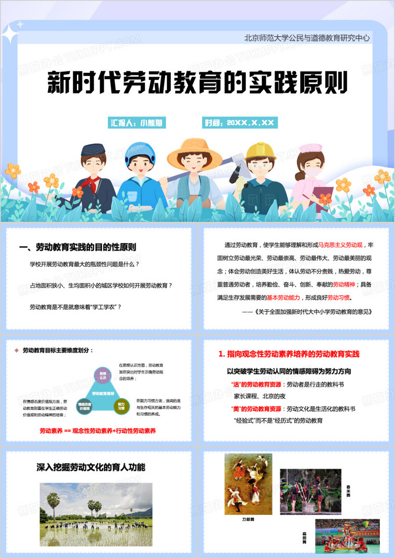 新时代劳动教育的实践原则PPT模板