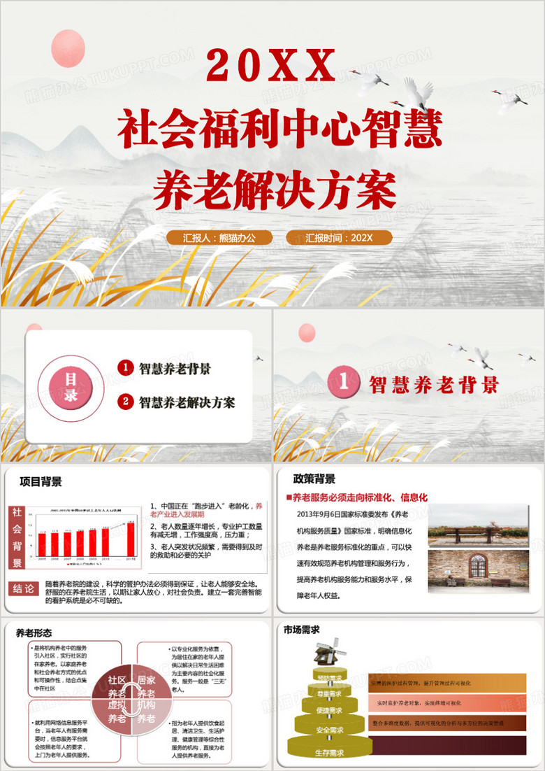 云南智慧养老服务平台PPT模板