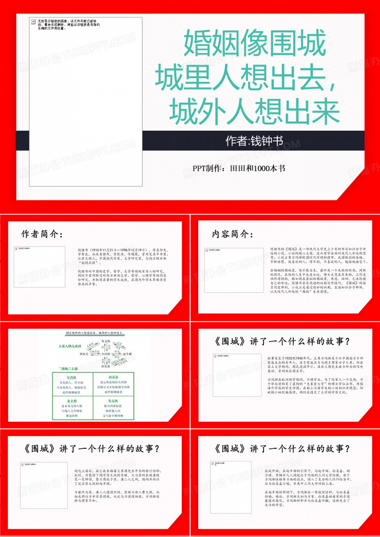 《围城》PPT读书笔记分享模板