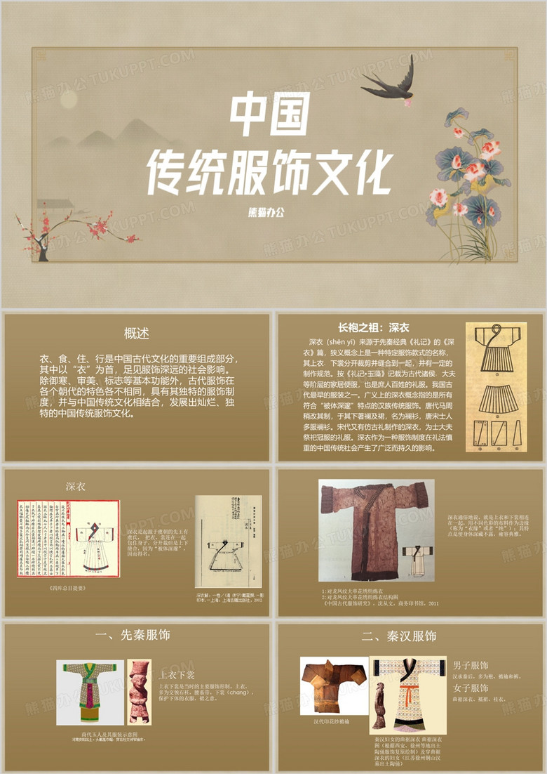 中国风中国传统服饰文化PPT模板
