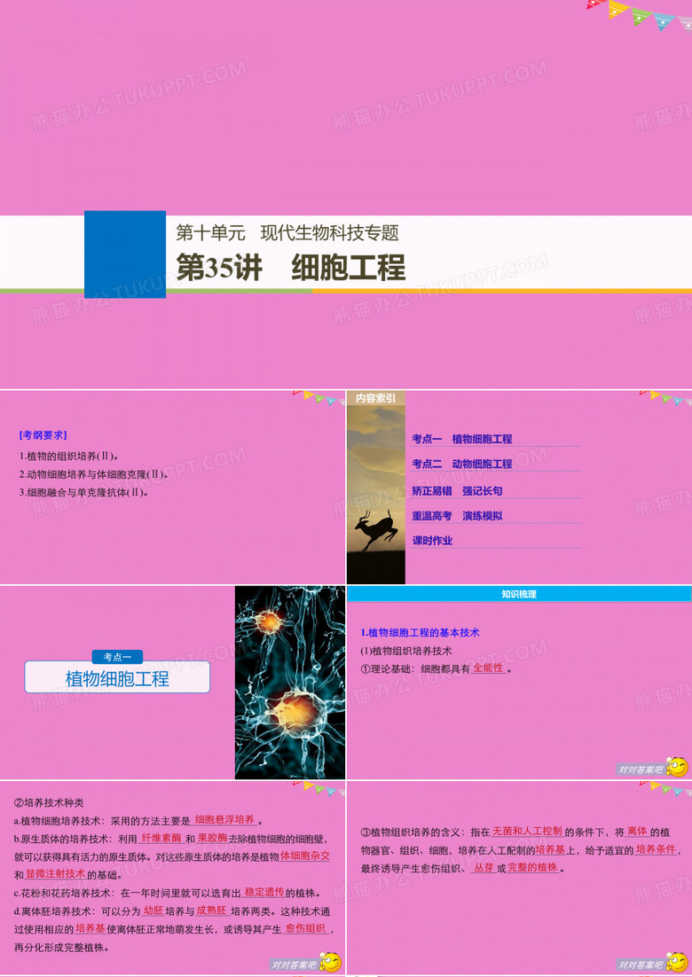 2019版生物高考大第一轮复习 第十单元 现代生物科技专题 第35讲 细胞工程 北师大版