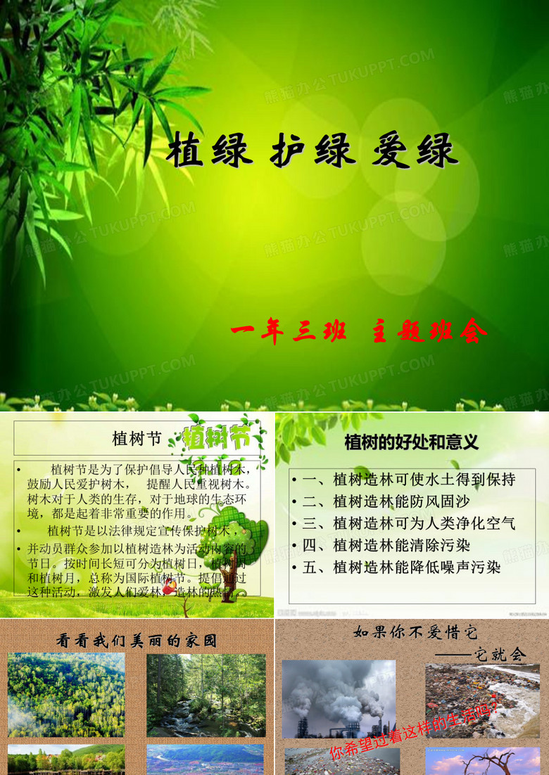 植绿 护绿 爱绿 主题班会 