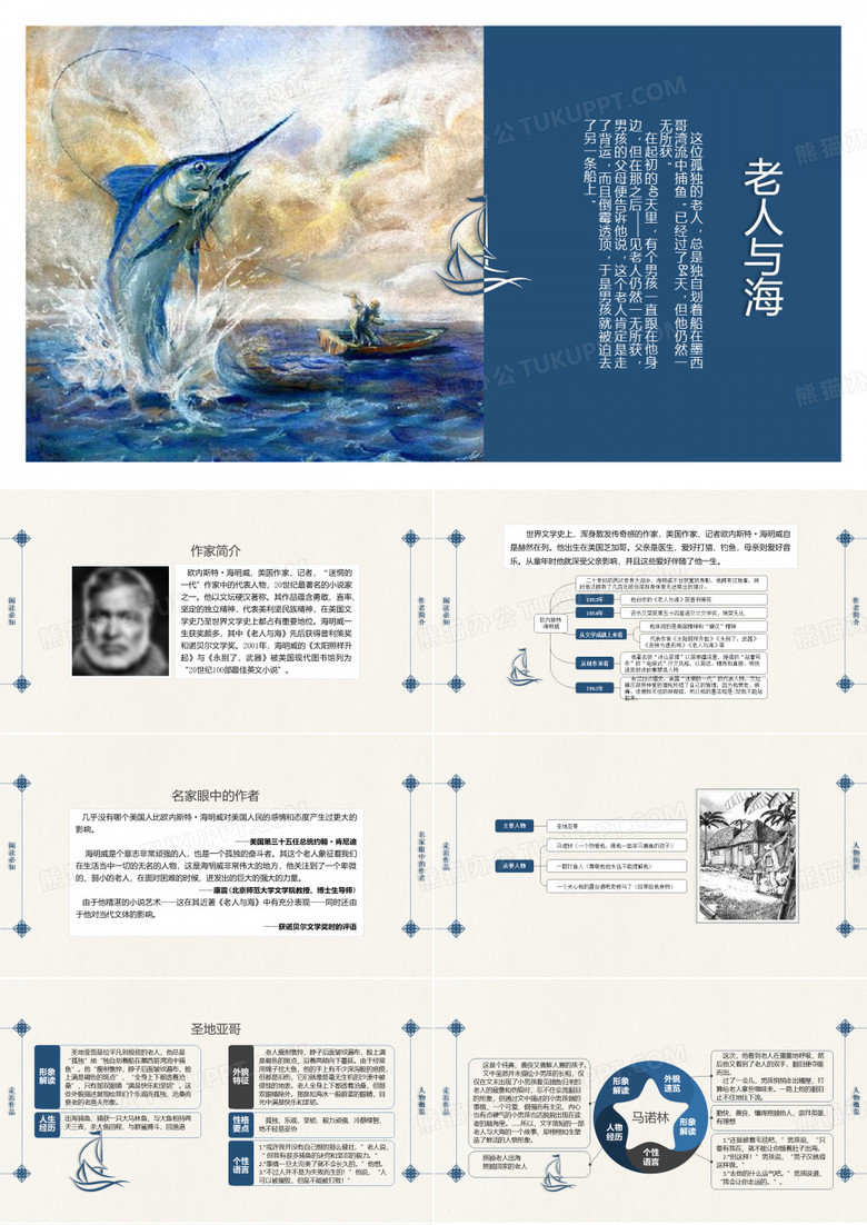 《老人与海》会议读书分享课件PPT
