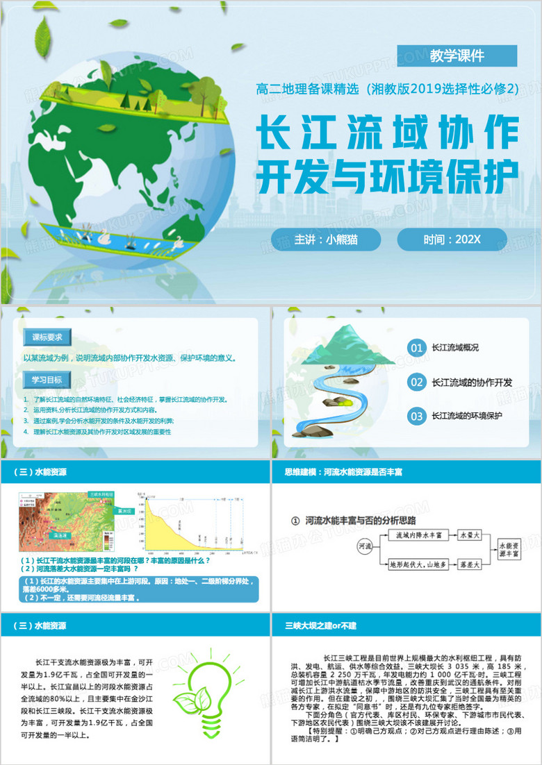 长江流域协作开发与环境保护PPT模板
