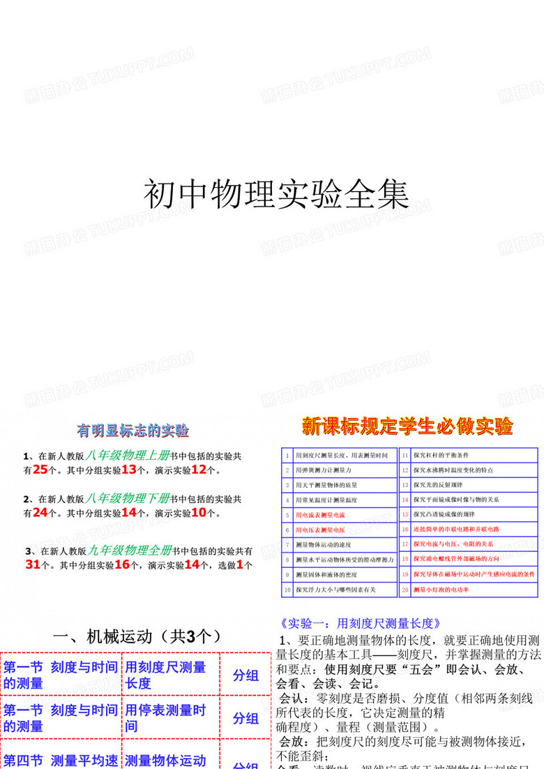 初中物理实验全集 初中物理实验