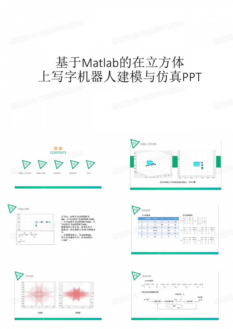 基于Matlab的在立方体上写字机器人建模与仿真PPT