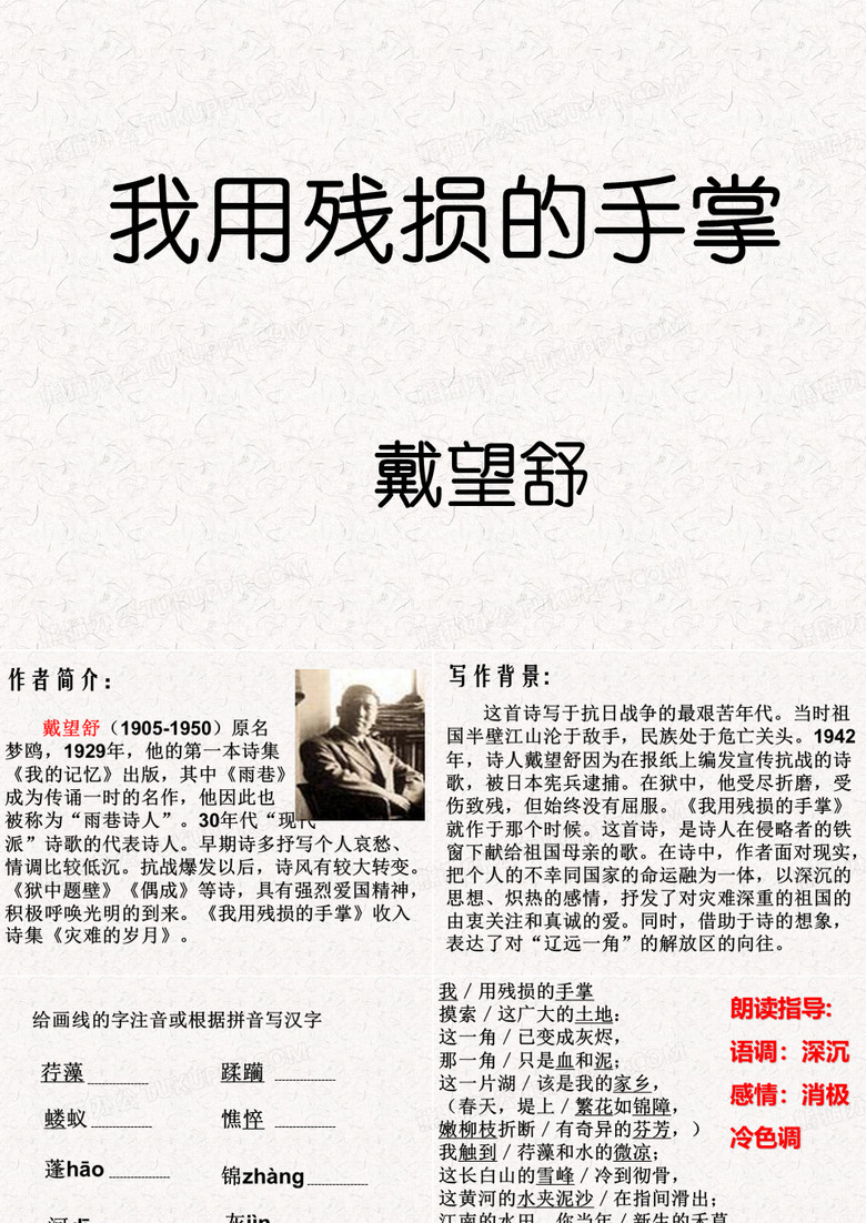 我用残损的手掌