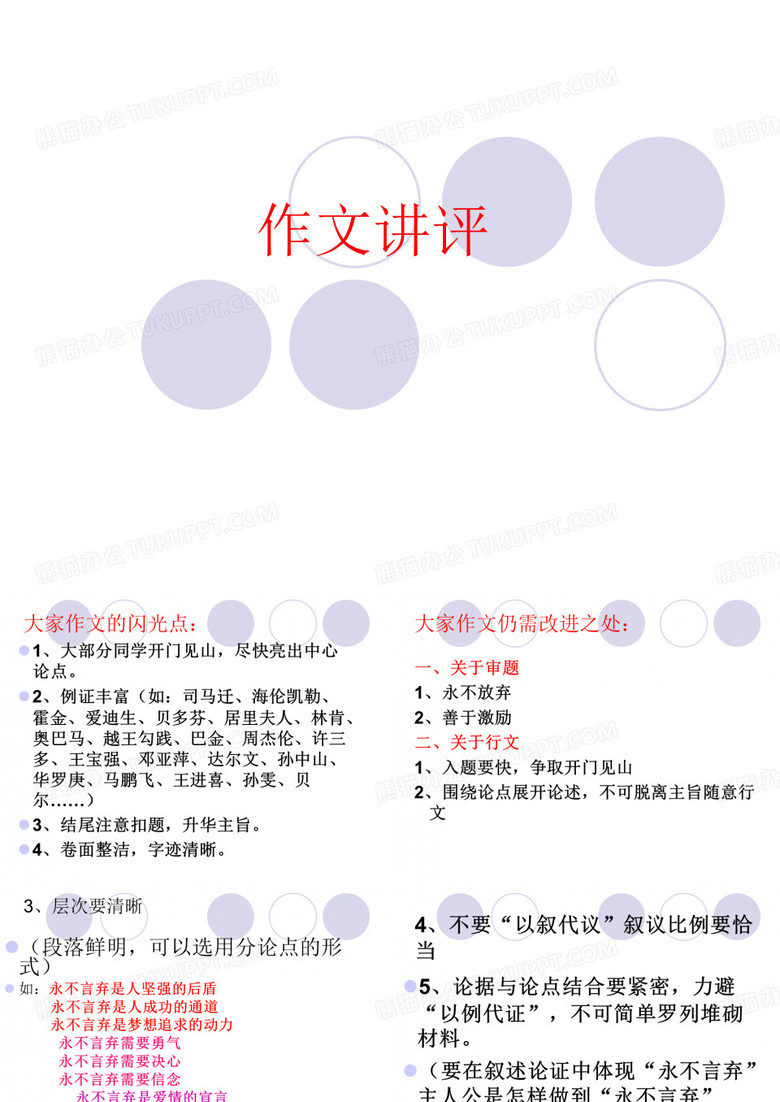 永不言弃议论文作文讲评