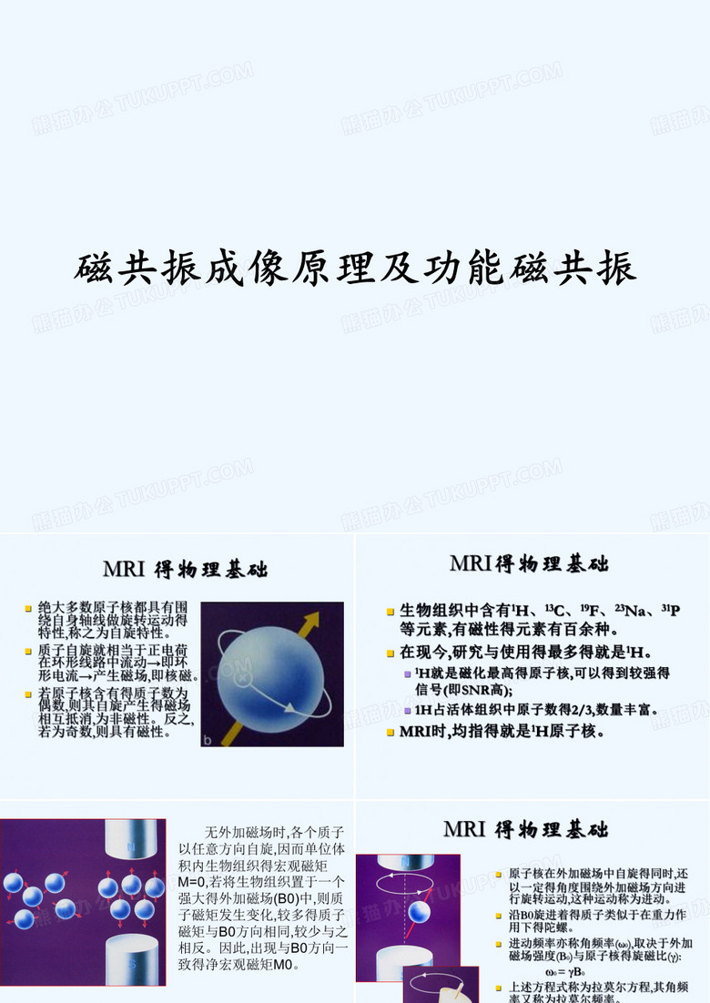 磁共振成像原理及功能磁共振 PPT