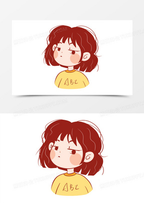 手绘卡通女孩嫌弃表情包