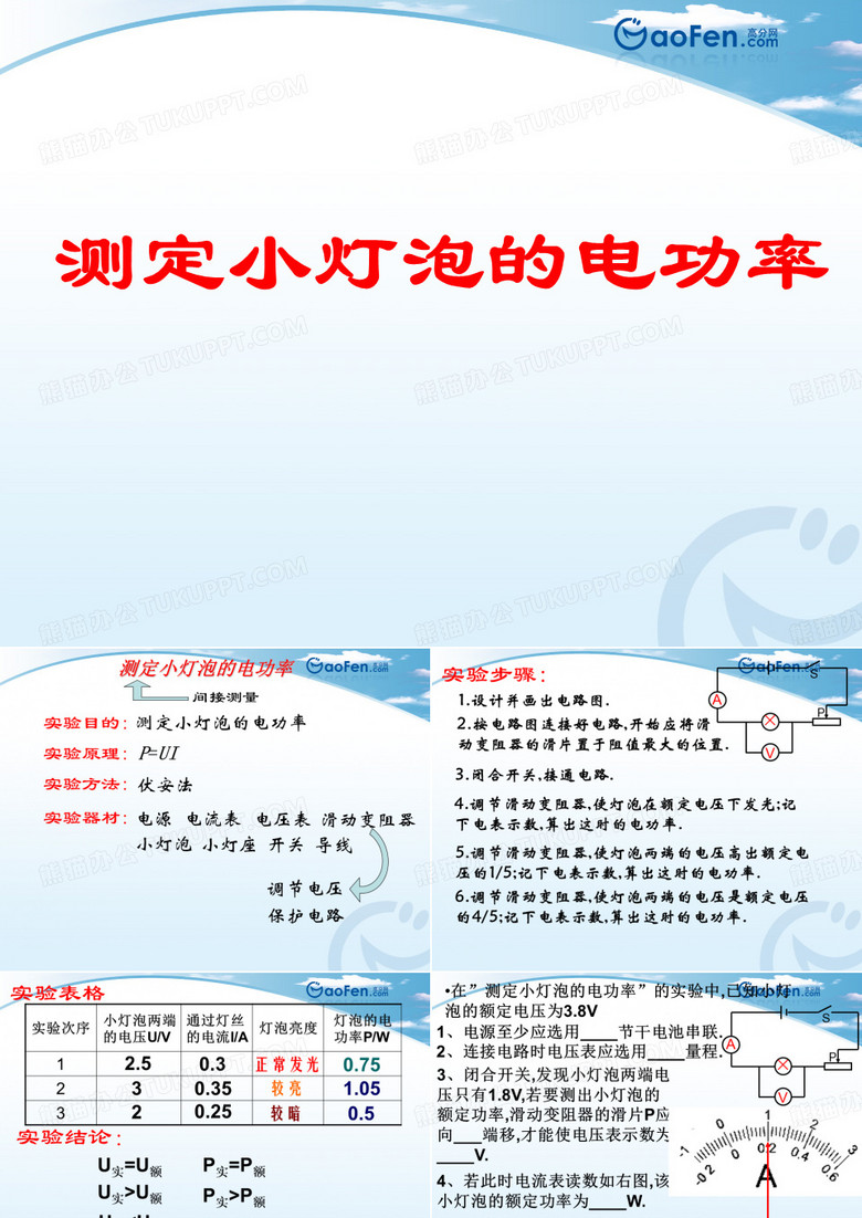 测小灯泡的电功率