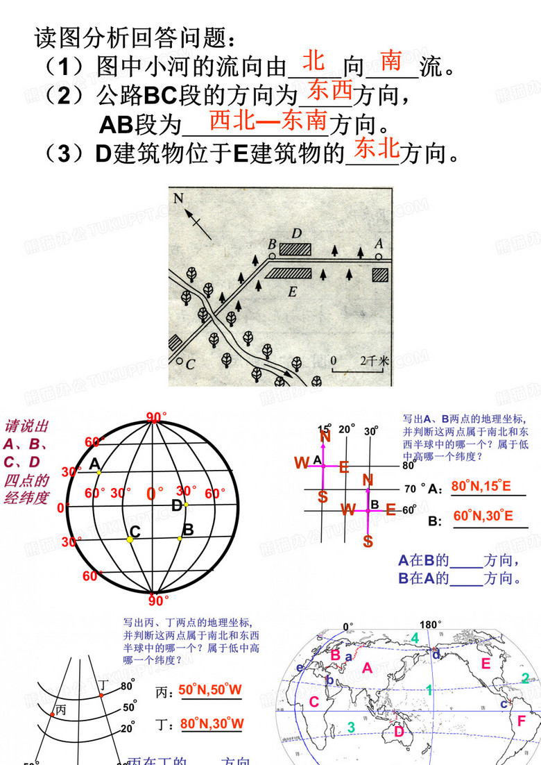 初一地理上册地图