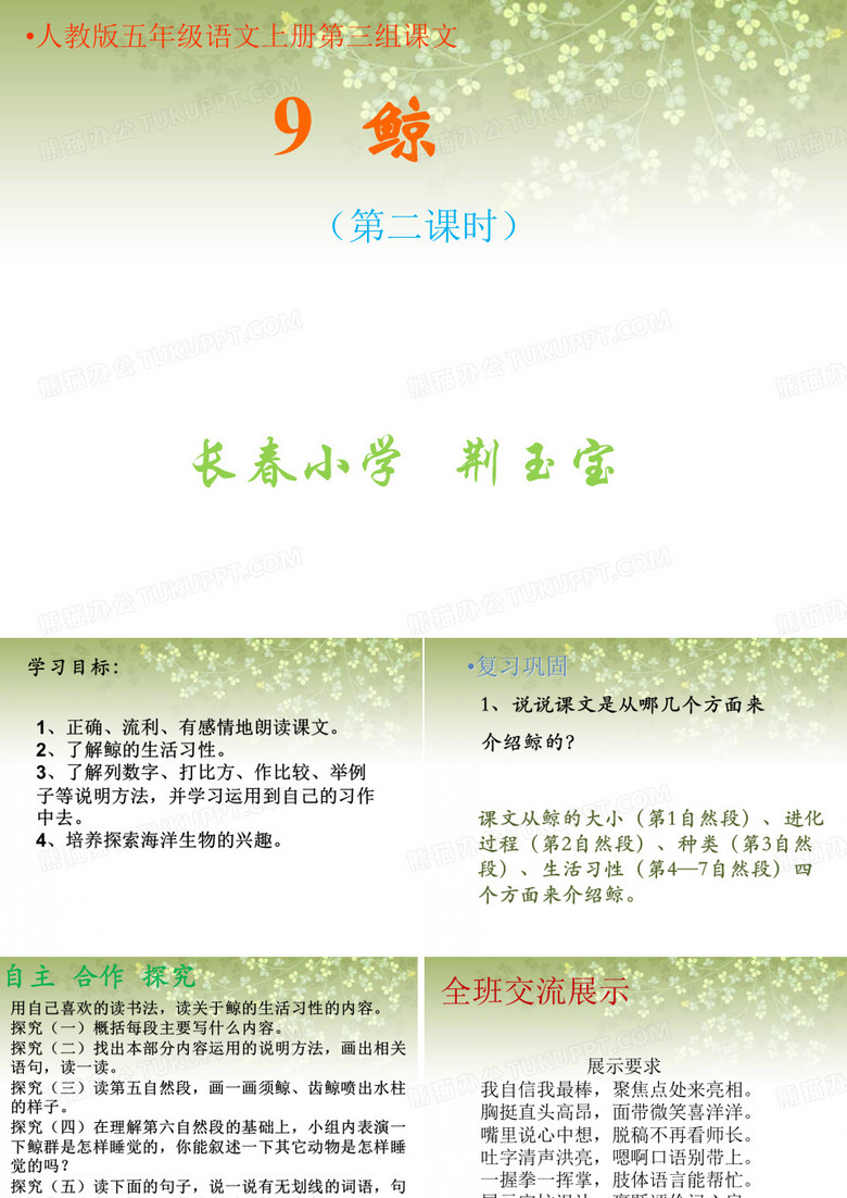 《鲸》课文内容讲解PPT课件