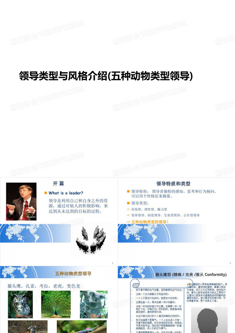 领导类型与风讲义格介绍(五种动物类型领导)