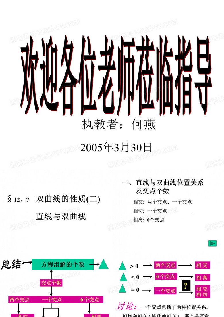 双曲线的性质(二)直线与双曲线