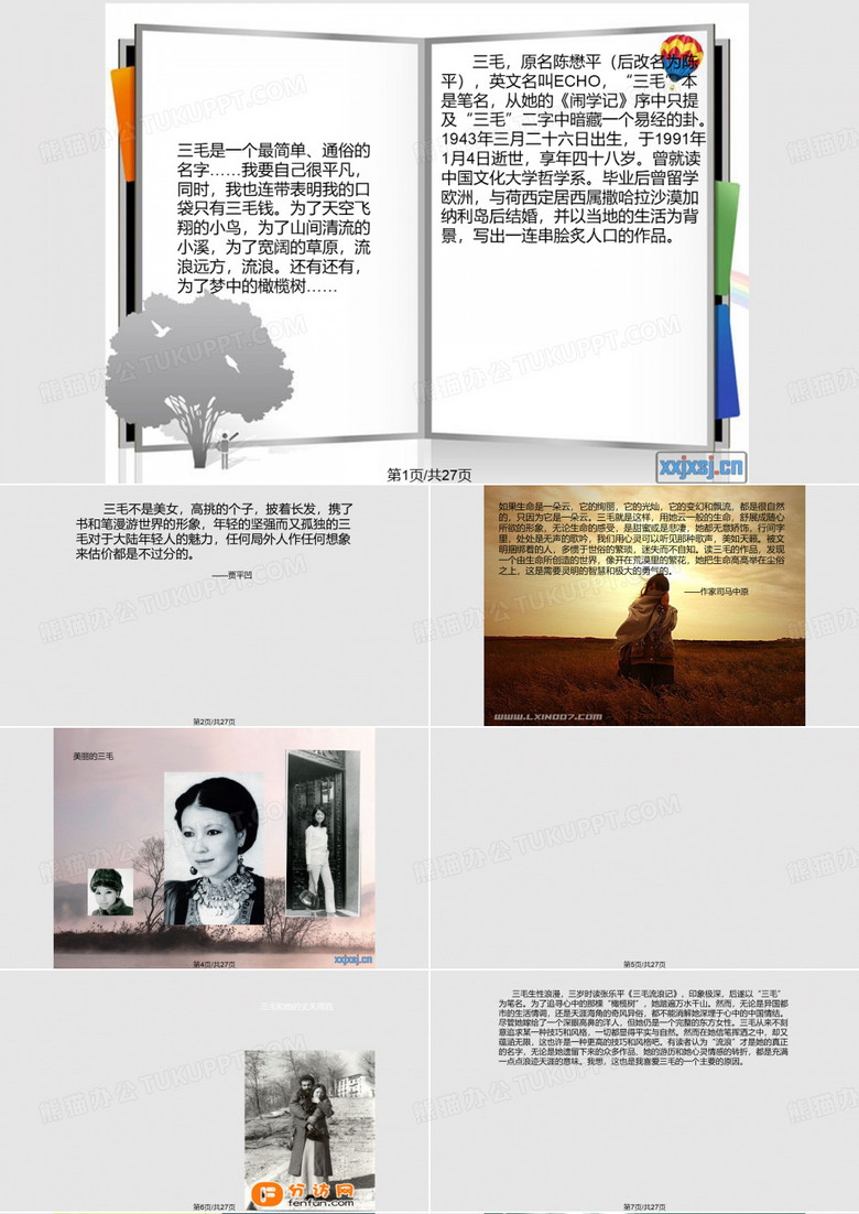 介绍三毛——梦里花落知多少的PPT课件