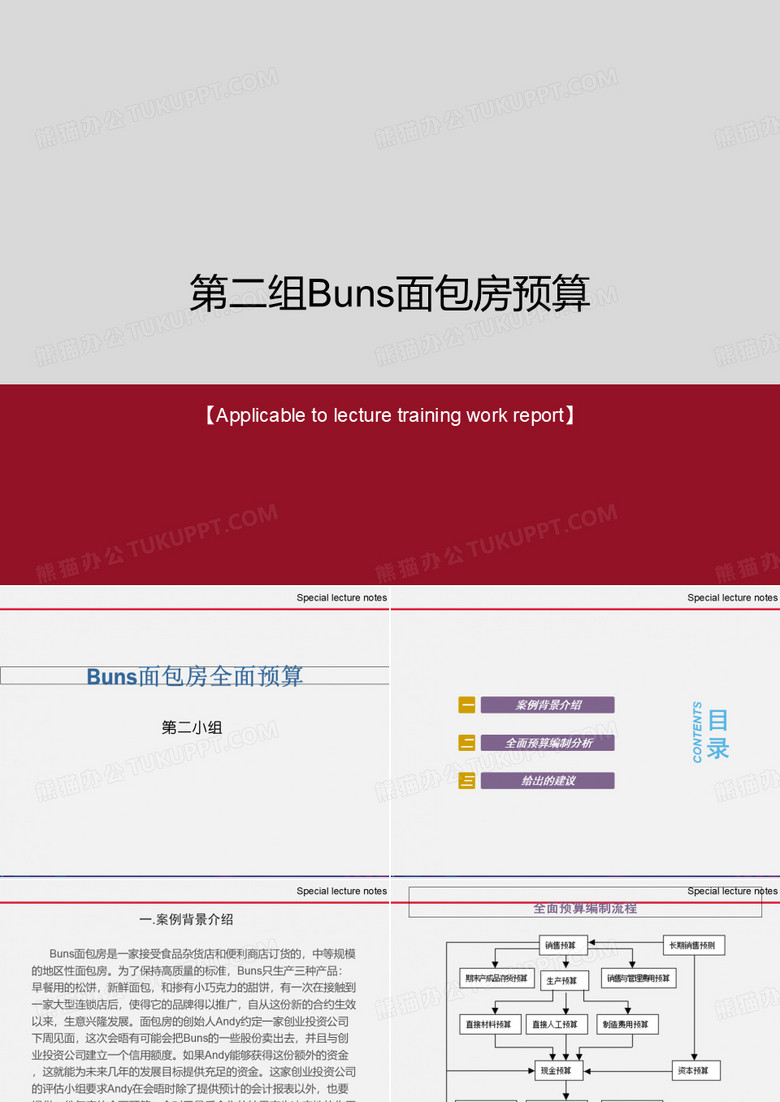 《第二组Buns面包房预算》PPT模板