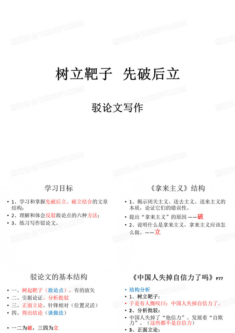 树立靶子 先破后立——驳论文写作(实用)