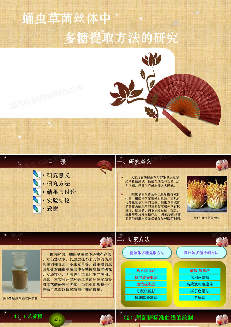 毕业设计ppt素材蛹虫草菌丝体中多糖提取方法的研究