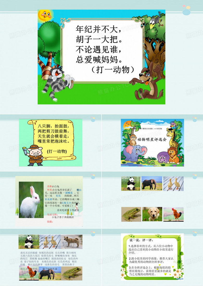 能说会道《动物明星评选会》 完整版教学PPT课件
