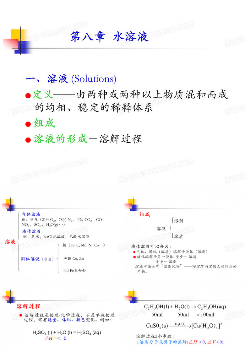 陕师大无机化学：chapter 8 水溶液