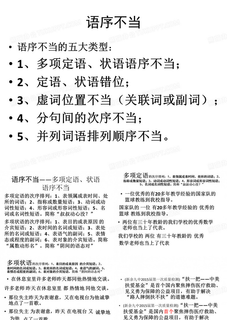 语序不当——多项定语、状语语序不当