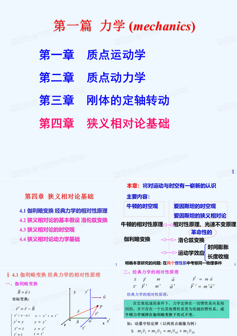 大學(xué)物理 少學(xué)時(shí)  第3版 教學(xué)課件 ppt 作者 張宇 第04章 狹義相對(duì)論基礎(chǔ)