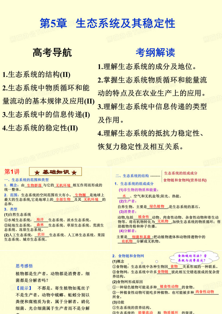 生态系统及其稳定性一轮复习