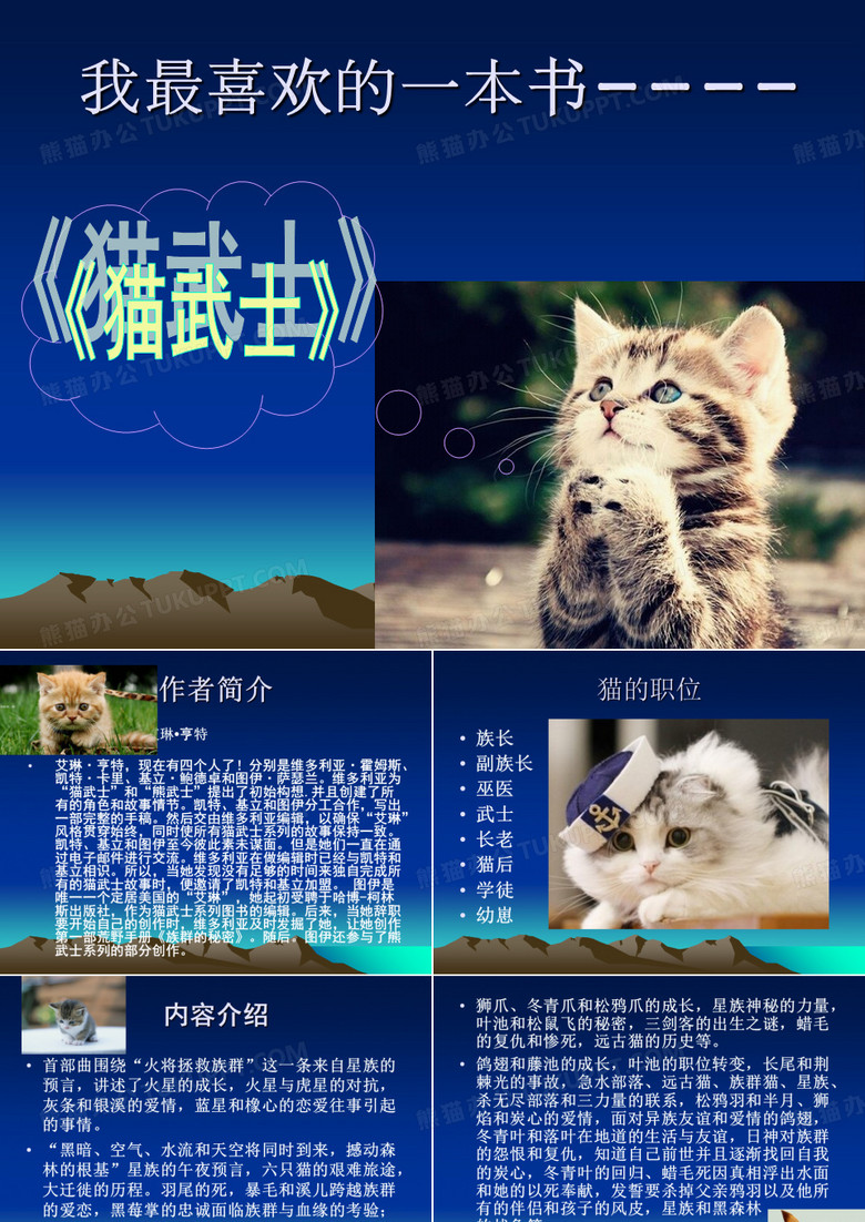 猫武士(我最喜欢的一本书演讲)-PPT课件