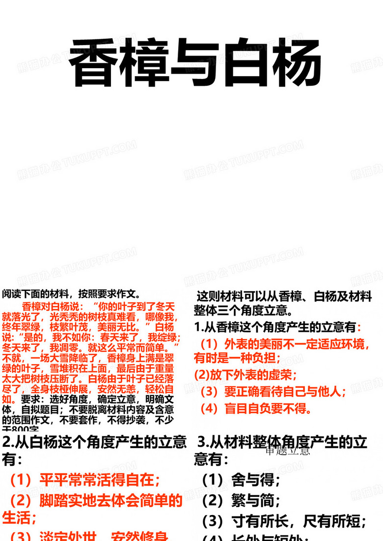 议论文写作之材料分析-香樟与白杨
