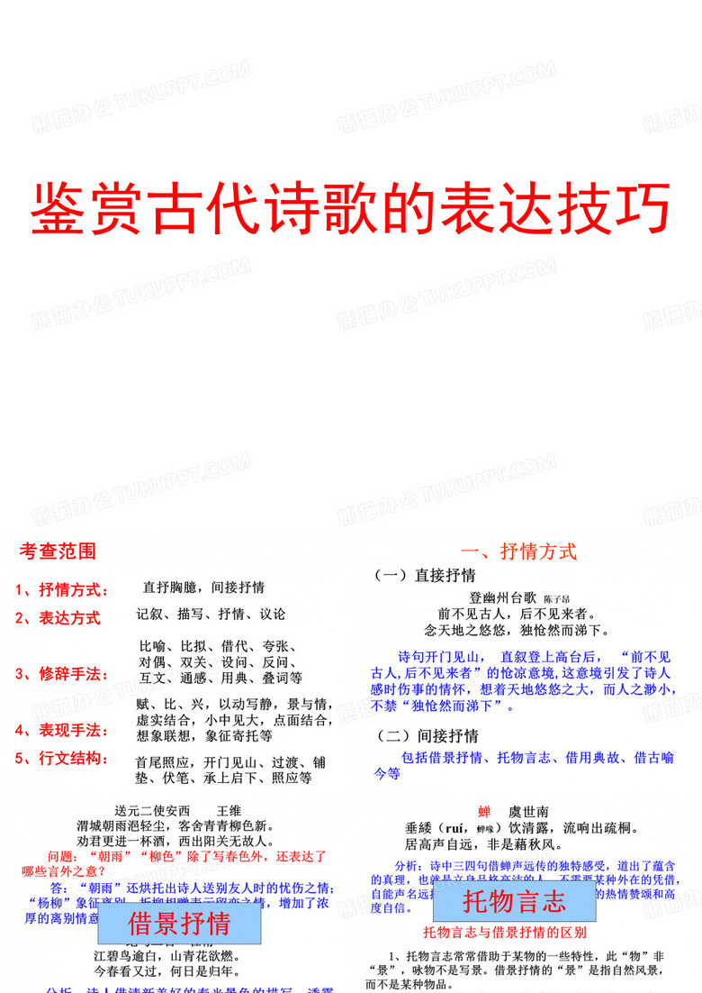 诗歌鉴赏表达技巧