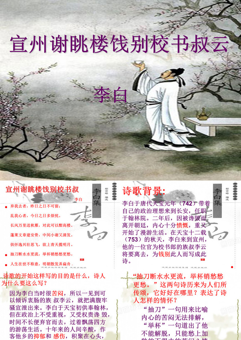 宣州谢眺楼饯别校书叔云