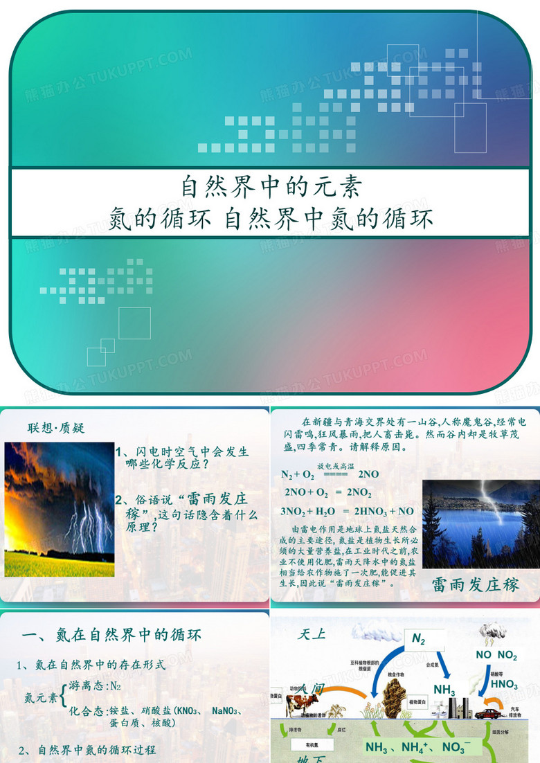 自然界中的元素 氮的循环 自然界中氮的循环 PPT