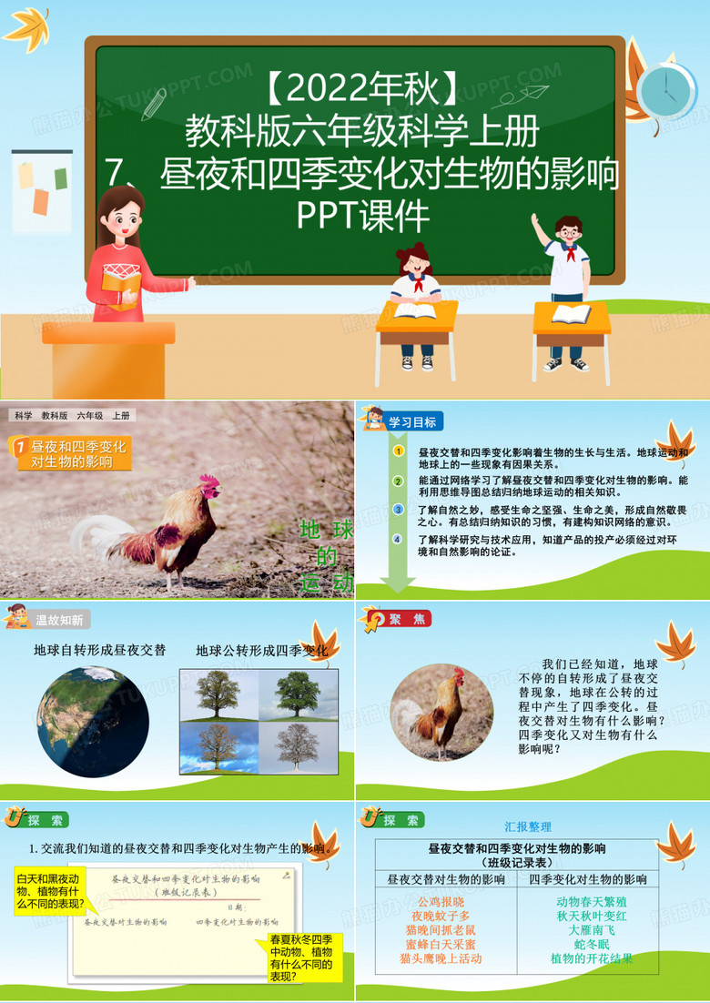 (2022秋)教科版科学六年级上册《  昼夜和四季变化对生物的影响》PPT课件