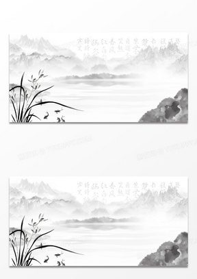 简约水墨兰花诗歌背景图